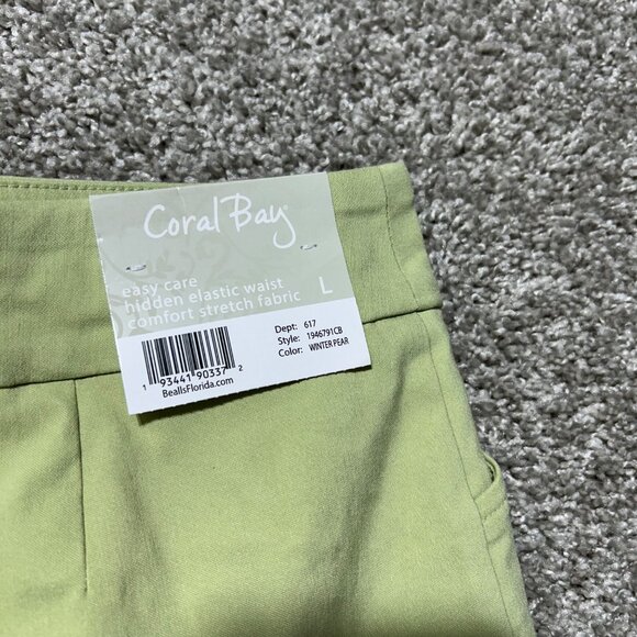 Coral Bay Womens Sz L Light Green Skirt Hidden Elastic Waist NWT - Picture 5 of 9